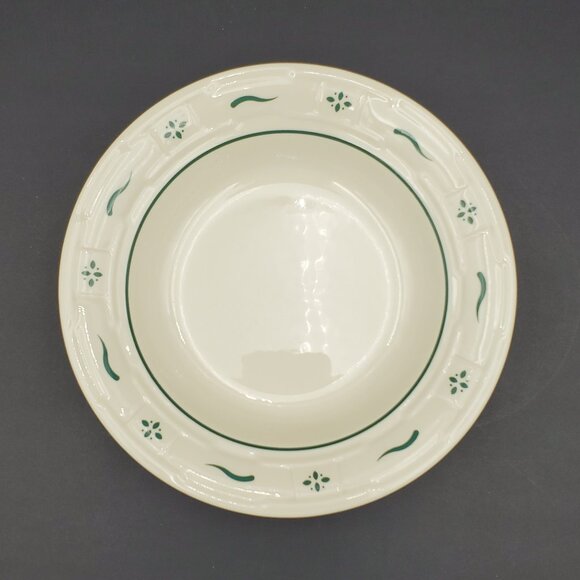 Longaberger Pottery Woven Traditions Heritage Green Rim Soup Bowl - Picture 3 of 5